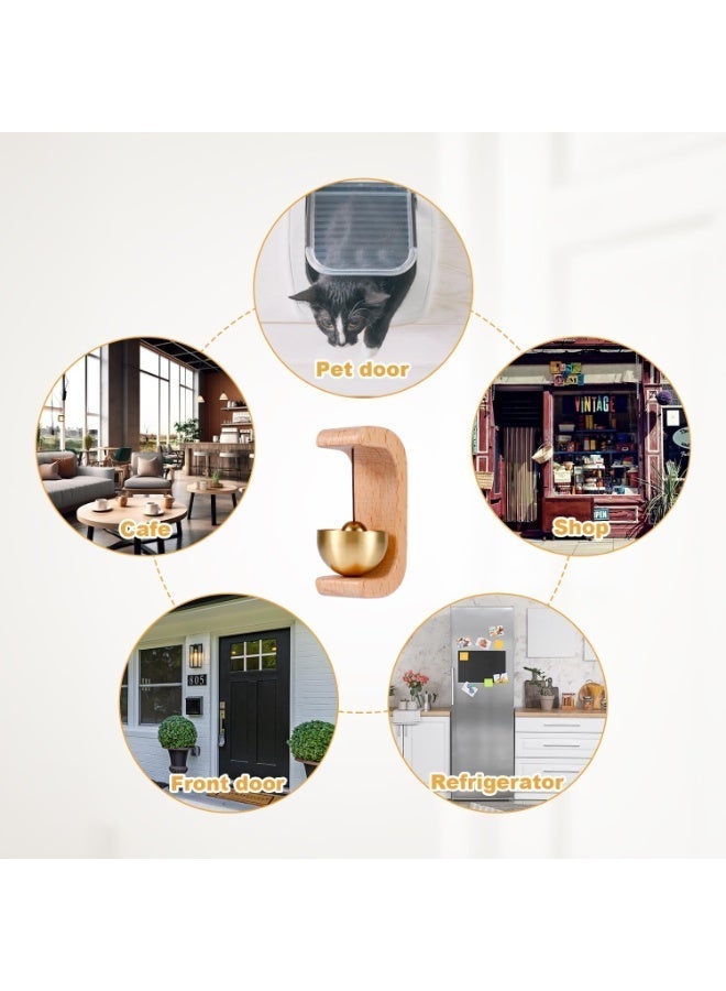 OSHIMA Artisan Shopkeepers Bell Doorbell for Door Openingc, Wooden Shopkeepers Bell Magnetic Door Chime Bell, Hanging Jingle Bells Metal Doorbell for Front Porch Wall Garden Shop Housewarming Gift - Image 5