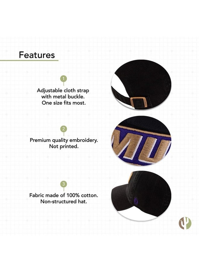 Desert Cactus - James Madison University Baseball Hat Dukes Jmu Brimmed Embroirderd Hats Cap Adjustable Cloth Strap Adult (Style E) Black - Image 1