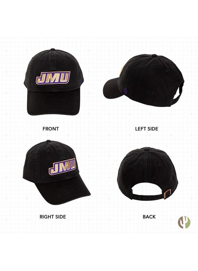 Desert Cactus - James Madison University Baseball Hat Dukes Jmu Brimmed Embroirderd Hats Cap Adjustable Cloth Strap Adult (Style E) Black - Image 1
