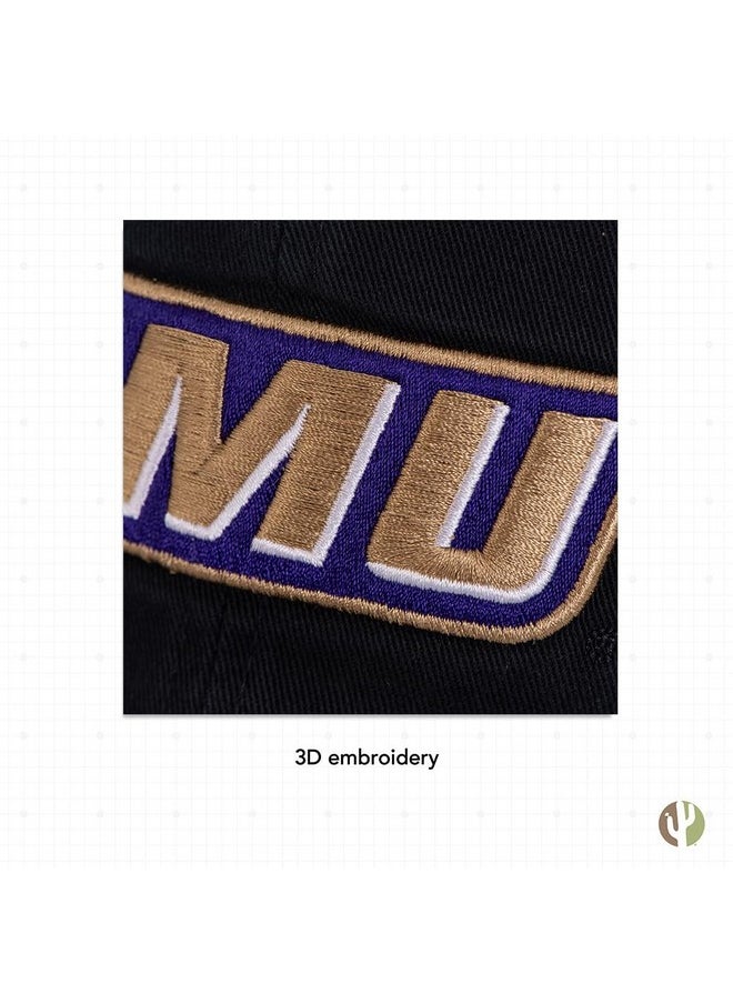 Desert Cactus - James Madison University Baseball Hat Dukes Jmu Brimmed Embroirderd Hats Cap Adjustable Cloth Strap Adult (Style E) Black - Image 1