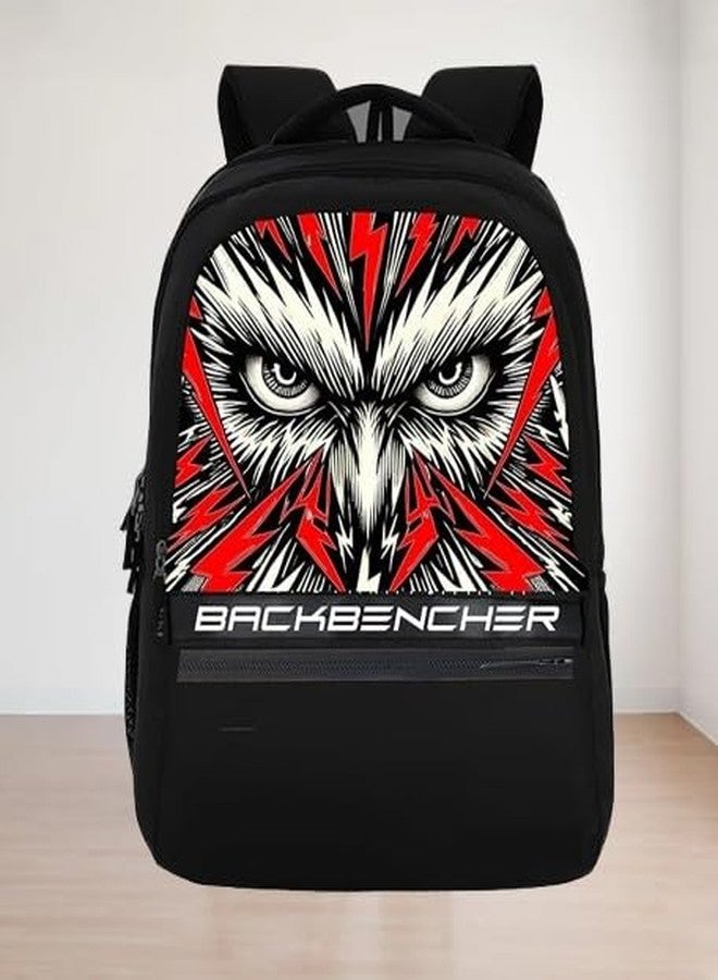 THE Unisex OWL EYES BACKBENCHER Casual Backpack, Free Size, Polyester - Premium Leather Like Material, 2 Compartments, 2 Hidden Pockets, Black - Image 2