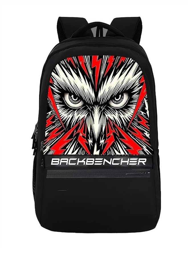 THE Unisex OWL EYES BACKBENCHER Casual Backpack, Free Size, Polyester - Premium Leather Like Material, 2 Compartments, 2 Hidden Pockets, Black - Image 1