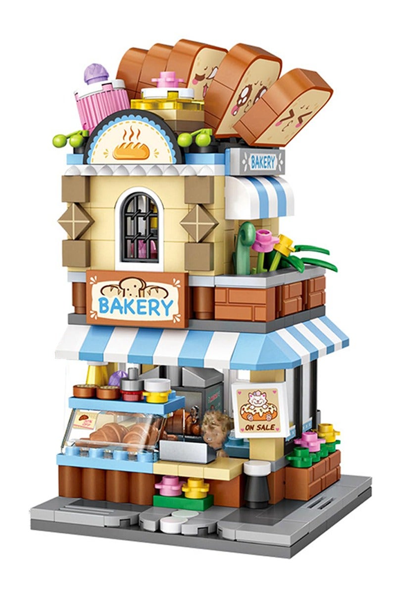 Loz Mini City Shop Street View Building Blocks Model Set,Creative DIY Simulation Architecture Collection Particle Construction Building Bricks Toy for Kids Adult Home Decor (Bakery) - Image 1
