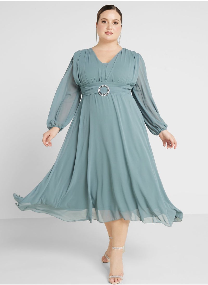 Surplice Neck Detail Belted Dress - pzsku/Z099543EC552E3796CA12Z/45/_/1702881837/25aba489-d23b-4250-99df-12afce2767b2