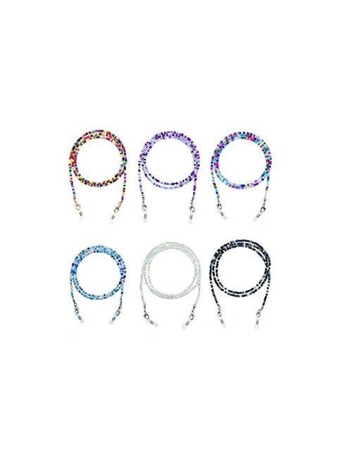 Colorful Beaded Face Mask Lanyards and Eyeglass Neck Chains Set of 6 for Anti-Lost and DIY Projects