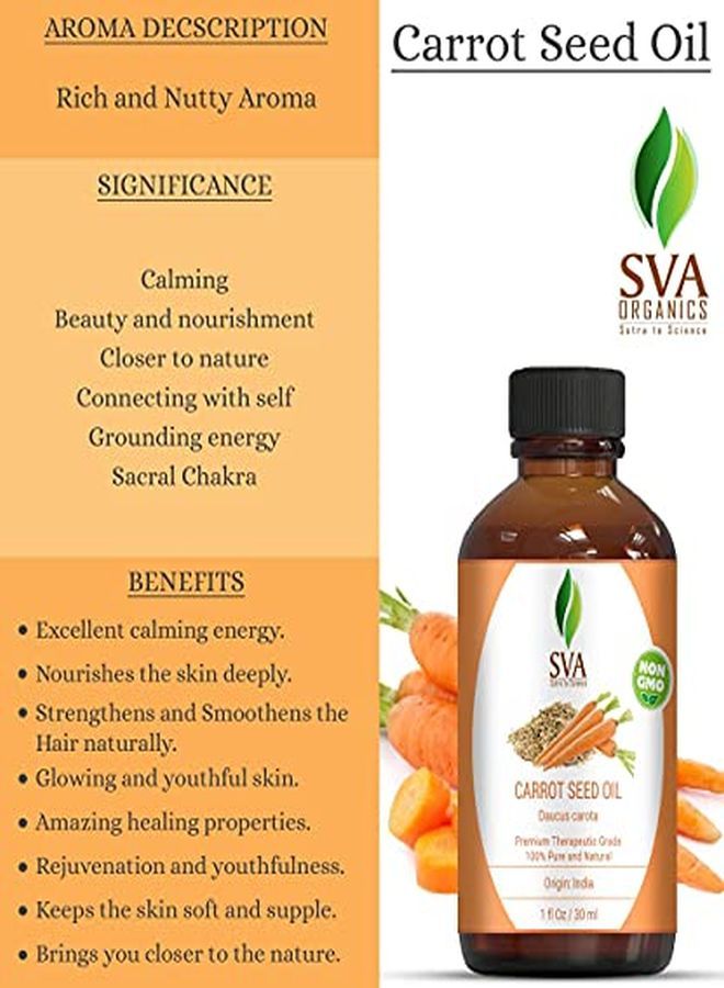 SVA Organics زيت ناقل بذور الجزر 1 أونصة نقي مضغوط على البارد غير مخفف من الدرجة العلاجية زيت مغذي للعناية بالوجه والبشرة والشعر - Image 3
