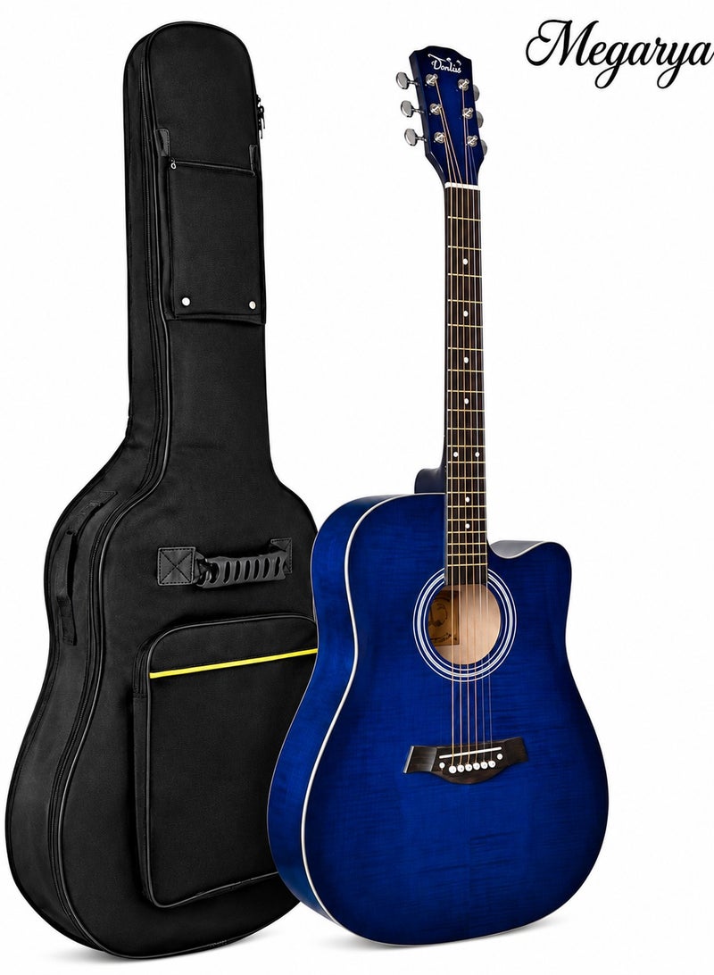 Megarya 38 Inch Blue Cutaway Acoustic Guitar with Premium Guitar Carry Bag & Adjustable Foldable Guitar Footrest | Steel String Acoustic Guitar for Beginners | Beginner Guitar Starter Kit | Right Handed Guitar for Kids, Teens & Adults | Portable Acoustic Musical Instrument | Acoustic Guitar Combo for Students, Schools & Home Practice - Image 3