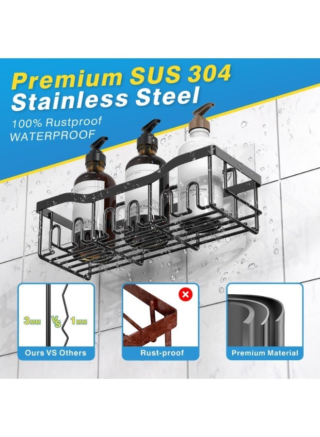 EUDELE Shower Caddy - 5 Pack Adhesive Bathroom Organizer, Rustproof Stainless Steel, No Drilling, Large Capacity, Home Decor - Image 2