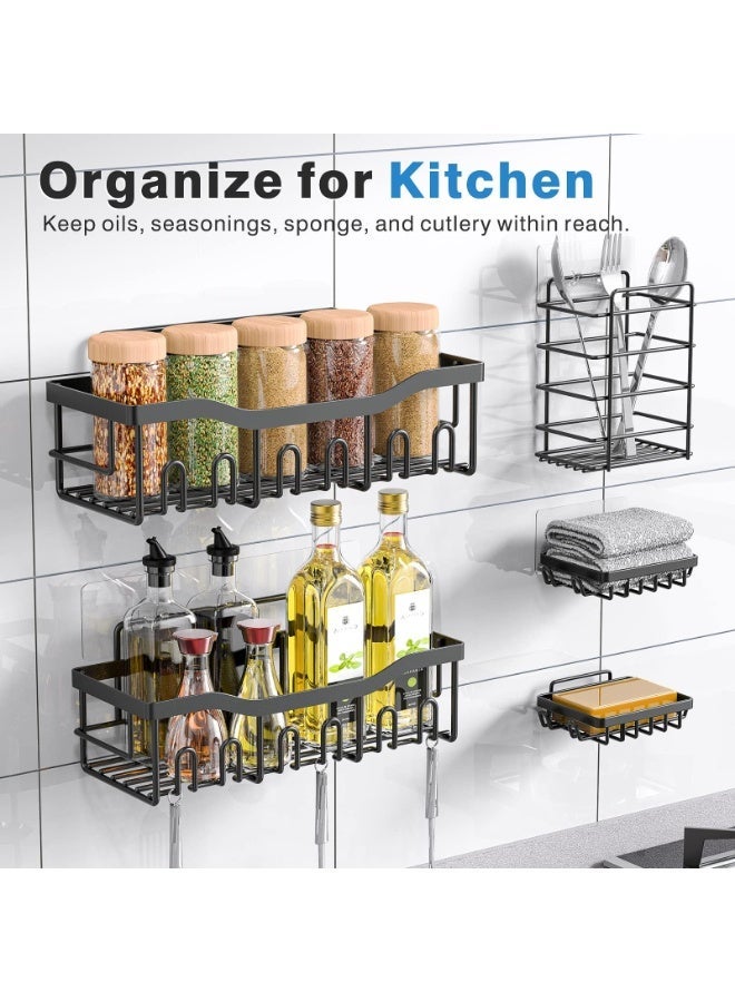 EUDELE Shower Caddy - 5 Pack Adhesive Bathroom Organizer, Rustproof Stainless Steel, No Drilling, Large Capacity, Home Decor - Image 3