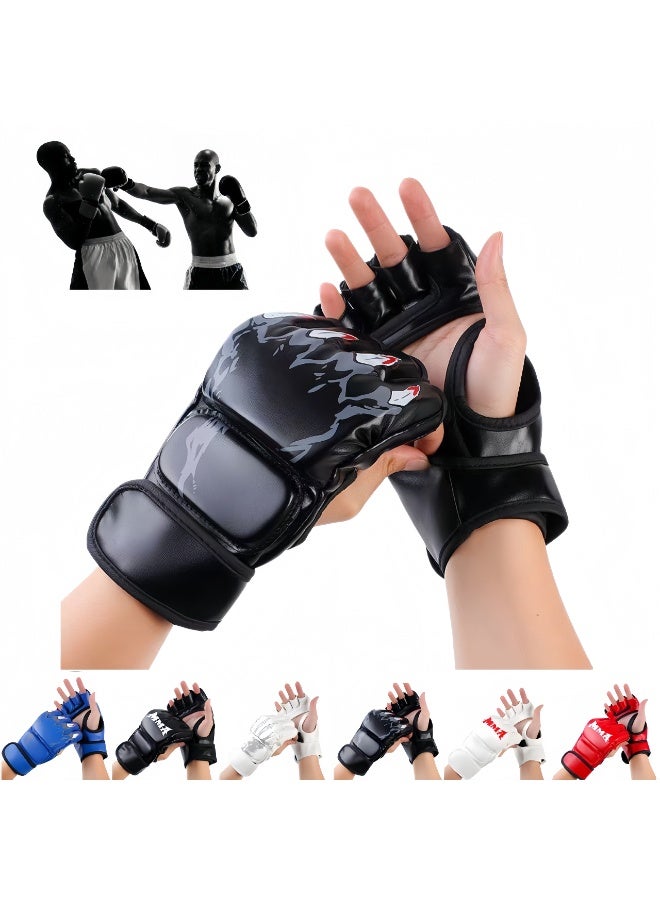 Boxing Gloves for Men & Women, Fingerless Open Palm Training Gloves for Kickboxing, Muay Thai, Grappling & Bag Work - Image 1