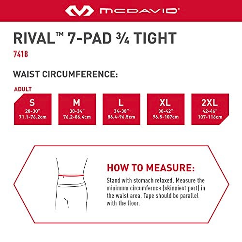 Mcdavid Mens Football Integrated 7 Pad ¾ Compression Tights, Protection for HIPS, Thighs, Tailbone & Knees, Adult - Image 4