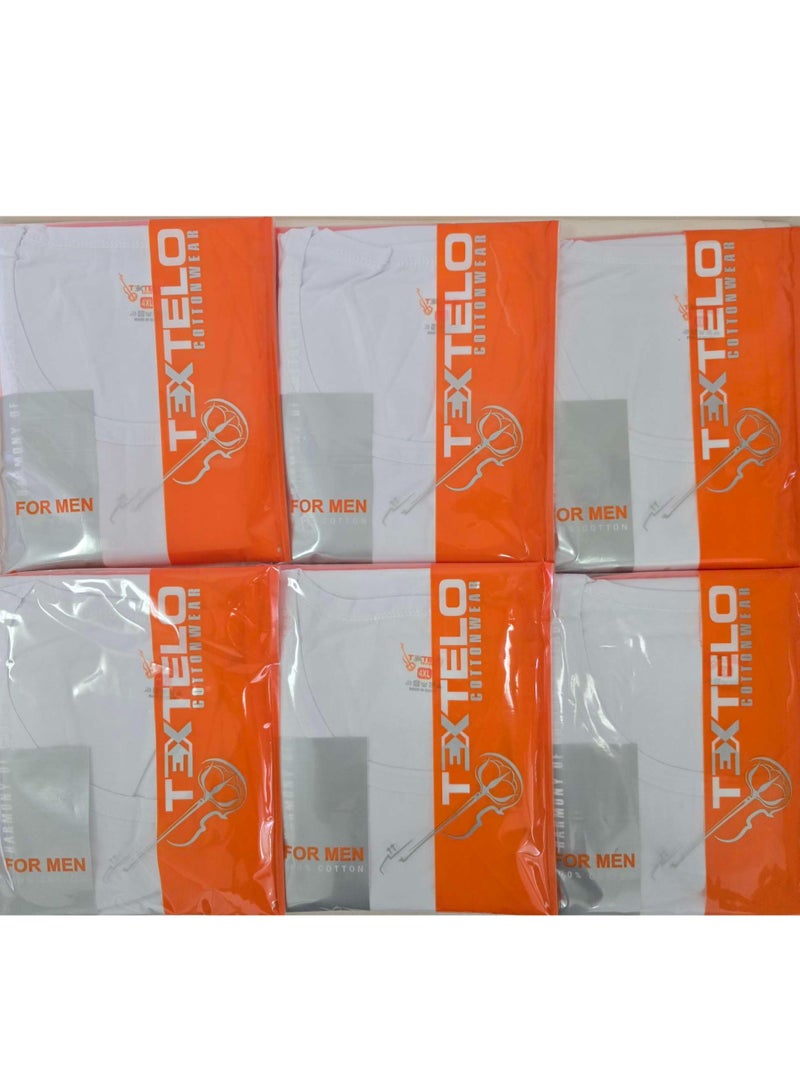 Textelo Men's Undershirts V-Neck 100% Cotton White Pack of 6 Short Sleeves Regular Fit Made in Egypt - Image 3
