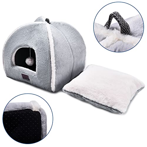 WINDRACING Cat Bed for Indoor Cats - Cat Cave Bed Cat House Cat Tent with Removable Washable Cushioned Pillow, Soft and Self Warming Kitten beds,Cat Beds & Furniture,for Small and Medium Pet Bed. - Image 2