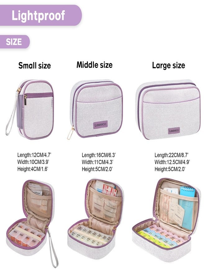 Lexeeco Weekly Travel Pill Organizer 3 Times A Day Pill Case for Purse with Removable 7 Day Pill Box Holder,Cute Medication Organizer Pill Container for Medicine, Vitamin, Fish Oils,Supplement(Purple, Large - Image 4