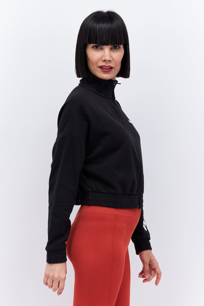 PUMA جاكيت تدريب بأكمام طويلة مريح للنساء، أسود - Image 2