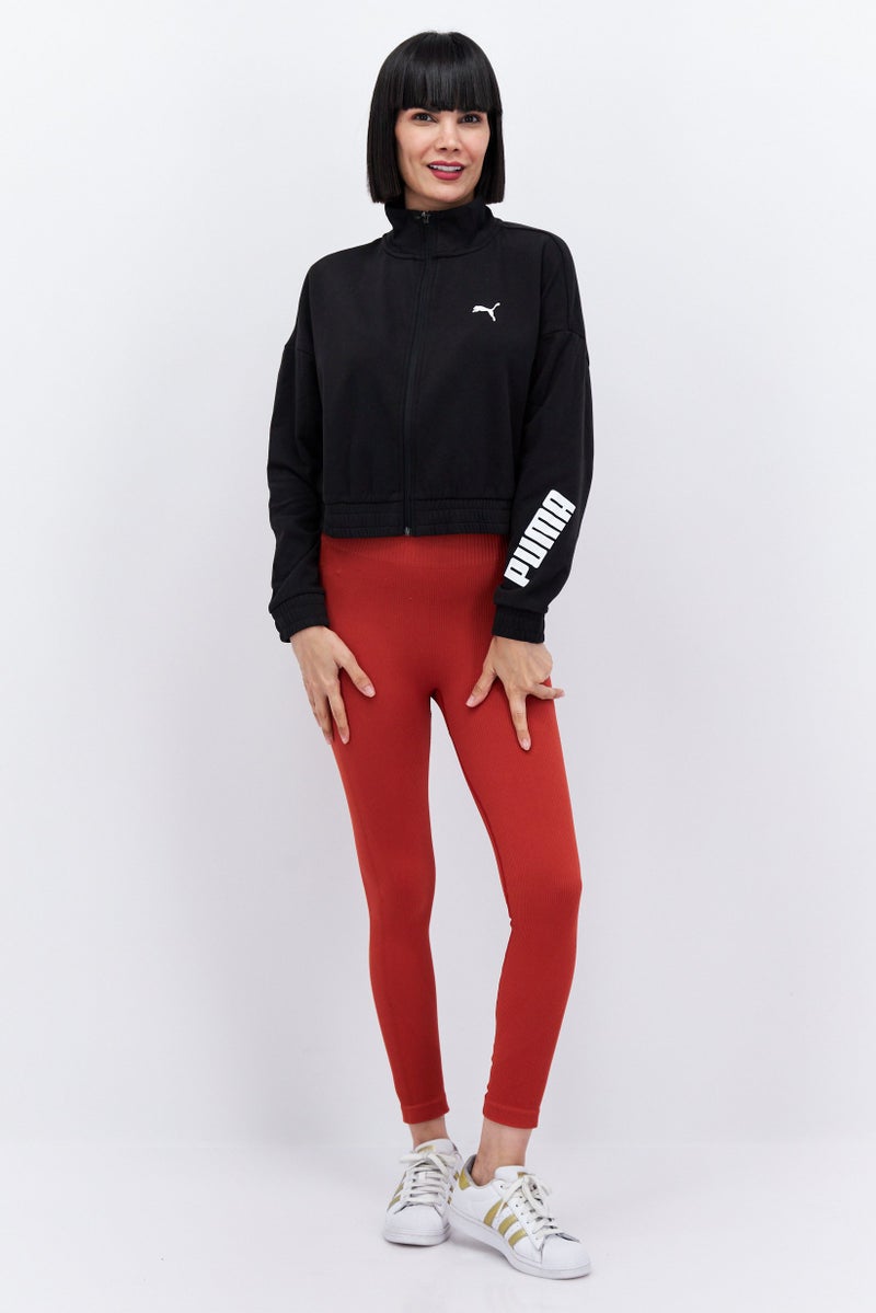 PUMA جاكيت تدريب بأكمام طويلة مريح للنساء، أسود - Image 4