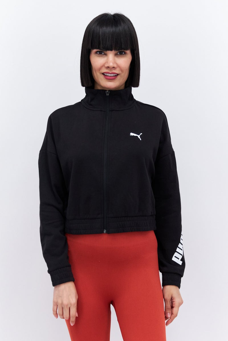 PUMA جاكيت تدريب بأكمام طويلة مريح للنساء، أسود - Image 1