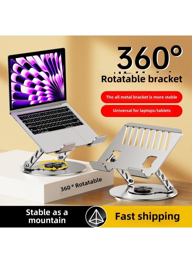 Huashuan All-metal Notebook Tablet PC Special For Strengthening Heat Dissipation Stability Firmly 360 Rotation Increase-Color:Medium Cow Notebook Stand-silver - Image 2