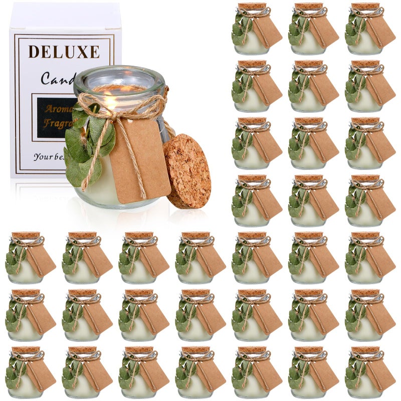 Mtlee MTLEE 50 Sets Wedding Candle Favors for Guests Gifts Glass Candle Jars Bulk Scented Soy Wax with DIY Tag Cards for Bridesmaid Groomsman Bridal Shower Housewarming Party Favors Green Leaves
