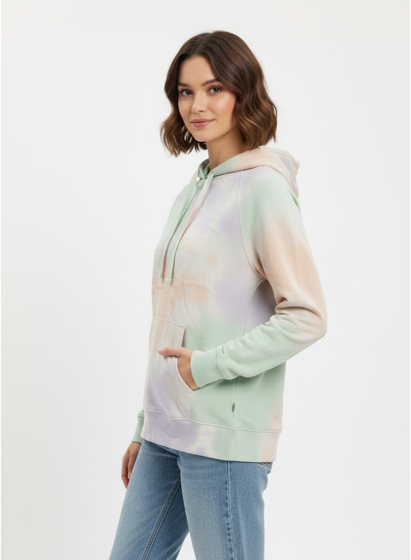 Blue 84 Women's Tie Dye Cotton Fleece Hoodie - Regular Fit Pullover Sweatshirt with Kangaroo Pocket - Soft Loungewear Top - Image 2