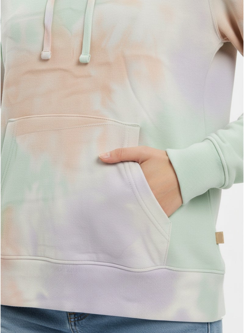 Blue 84 Women's Tie Dye Cotton Fleece Hoodie - Regular Fit Pullover Sweatshirt with Kangaroo Pocket - Soft Loungewear Top - Image 3