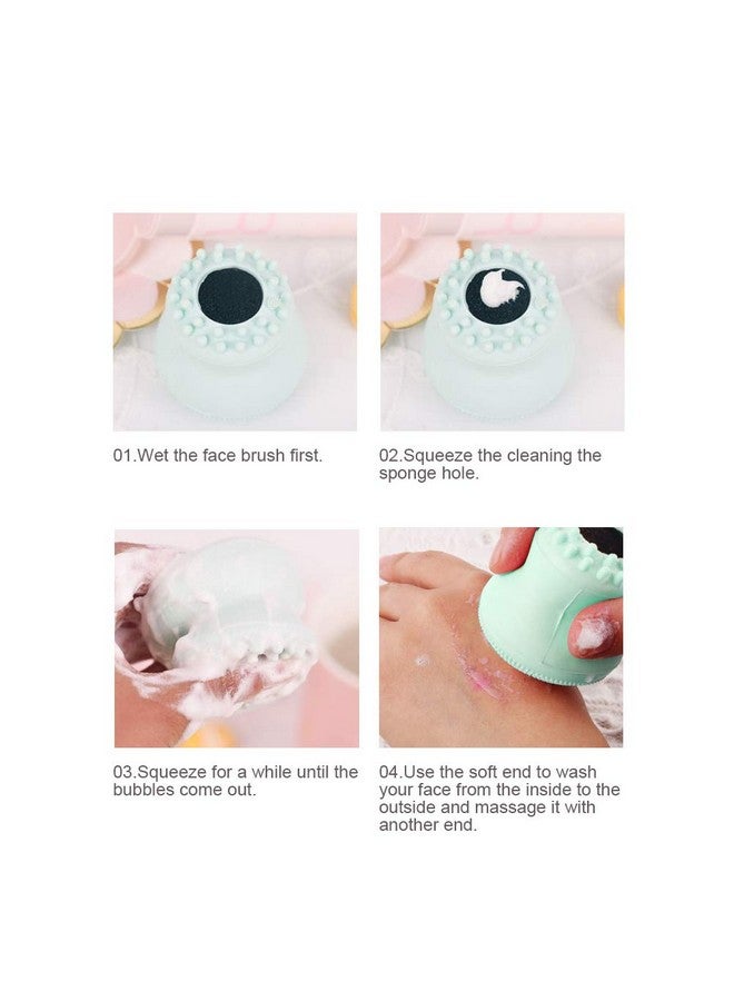 Ejoyous Face Cleansing Brush Silicone Handheld Facial Scrubber Exfoliating Grease Removal Massage Jellyfish Octopus Shaped Face Wash Brush For Women Deep Pore Cleansing(Blue) - Image 3