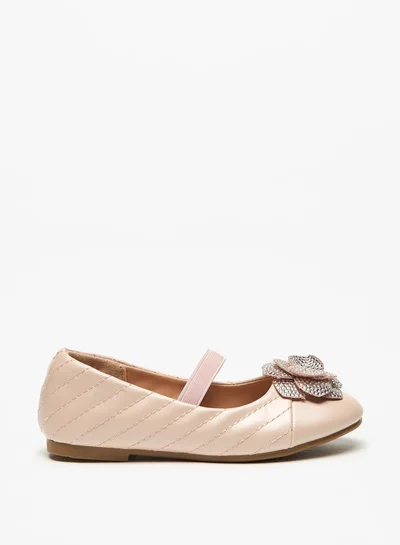 JUNIORS Floral Accent Slip-On Ballerina Shoes with Elastic Strap