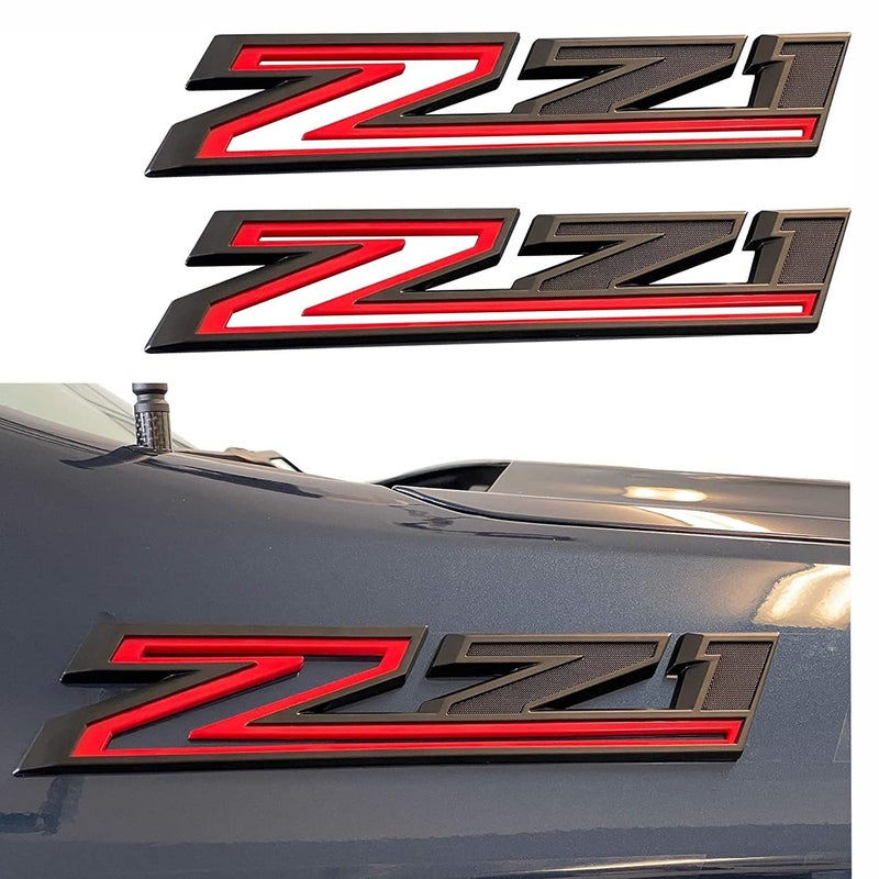 Yoaoo عبوة 2 2019-2024 شعارات OEM Z71 ملصقات جانبية شارات متوافقة مع قطع Silverado Z71 84632695 (أسود أحمر) - Image 1