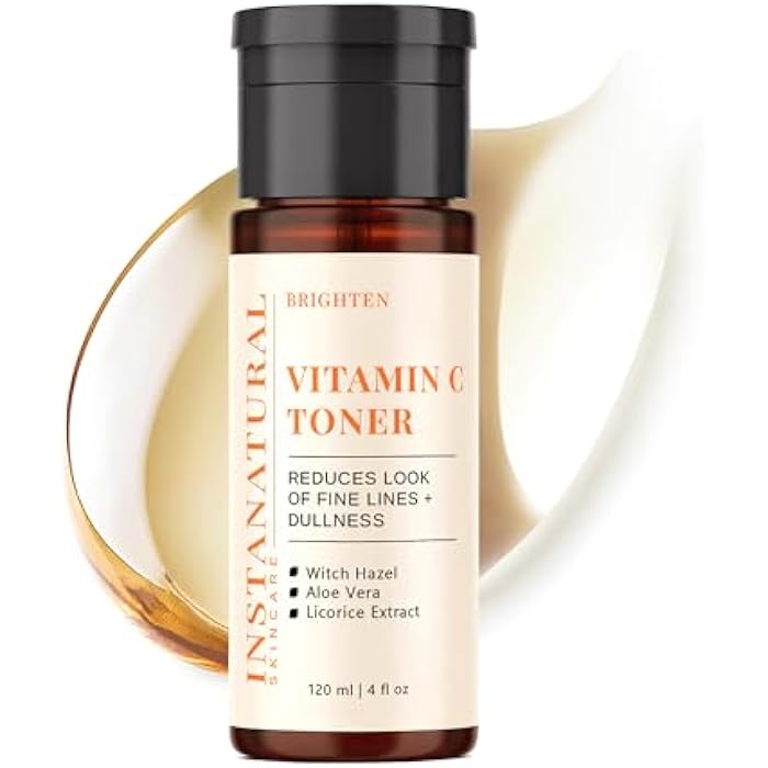 InstaNatural Vitamin C Face Toner, Brightens, Balances pH and Reduces Signs of Aging, Fine Lines and Wrinkles, with Witch Hazel, Lavender and Geranium Oils, 4 Fl Oz - Image 1