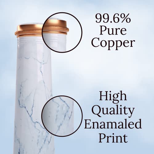 EB-Everything Beautiful Tower Copper Water Bottle with Printed Marble Design Pure Tamba Leakproof Suitable Birthday Gift for Men & Women by ebstore, 750 ml (Pack of 1) - Image 5