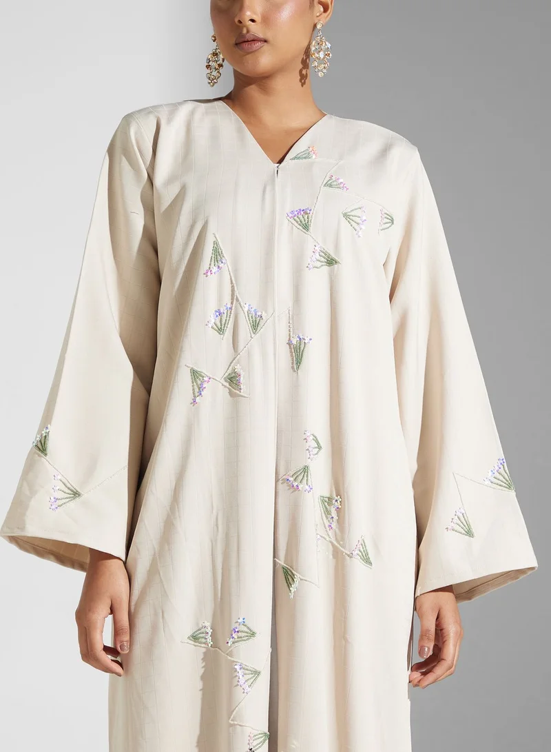 hayas closet Embellished Button Detail Abaya