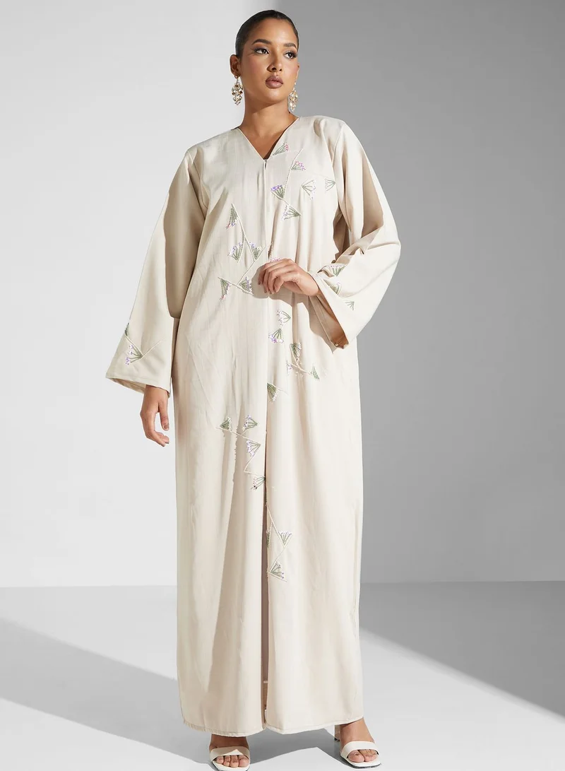hayas closet Embellished Button Detail Abaya