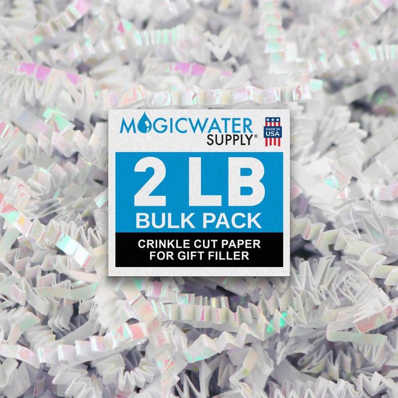 MagicWater Supply MagicWater Crinkle Cut Paper for Gift Baskets - 2LB - Diamond White - Perfect for Shredded Paper Filler, Basket Filler, Gift Boxes, Bridesmaid Gifts,Christmas Stuffers & More â€“ Ideal for All Occasions - Image 1