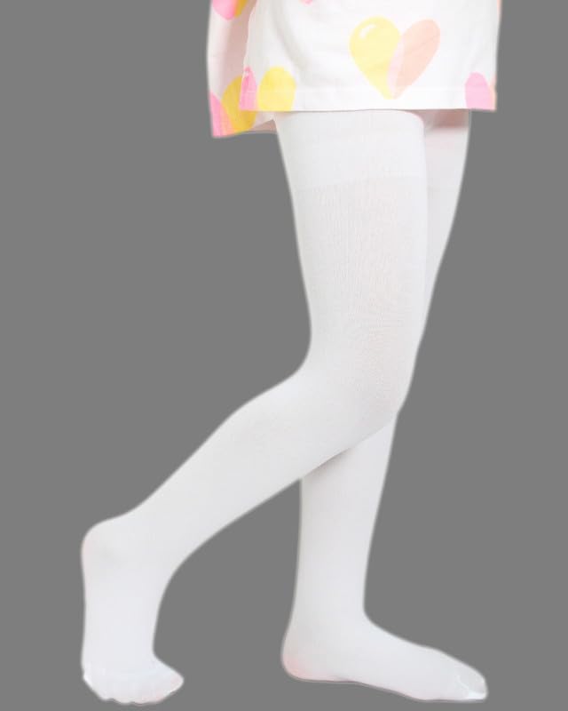 Neska Moda Non Transparent Solid Nylon Opaque Stockings Cum Footed Dance Stockings Tights/Ballet Dance Socks/Pantyhose Leggings For 1 to 2 Years(White)-STK182 - Image 2