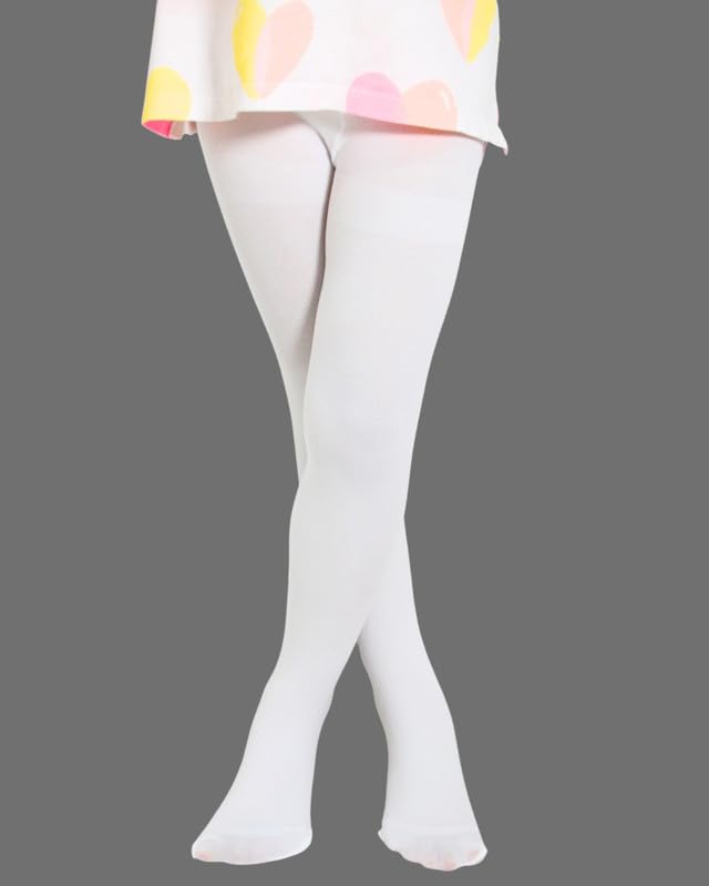 Neska Moda Non Transparent Solid Nylon Opaque Stockings Cum Footed Dance Stockings Tights/Ballet Dance Socks/Pantyhose Leggings For 1 to 2 Years(White)-STK182 - Image 3