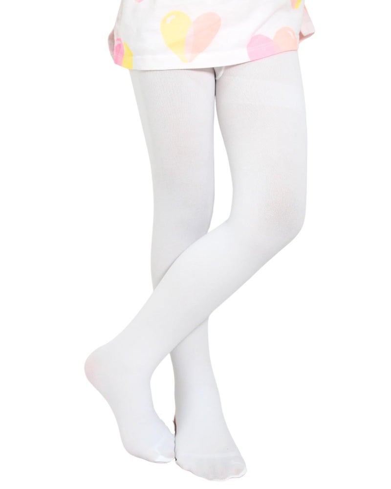 Neska Moda Non Transparent Solid Nylon Opaque Stockings Cum Footed Dance Stockings Tights/Ballet Dance Socks/Pantyhose Leggings For 1 to 2 Years(White)-STK182 - Image 1