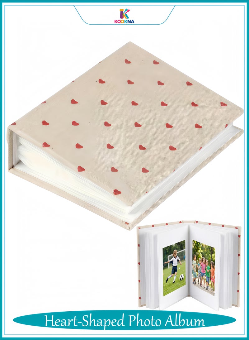 KOOKNA 1-Piece Heart-Shaped Photo Album, 50-Page 100 Photos Press Design Memory Book for Family, Friends, and Couples, 6*6 inch - Image 1