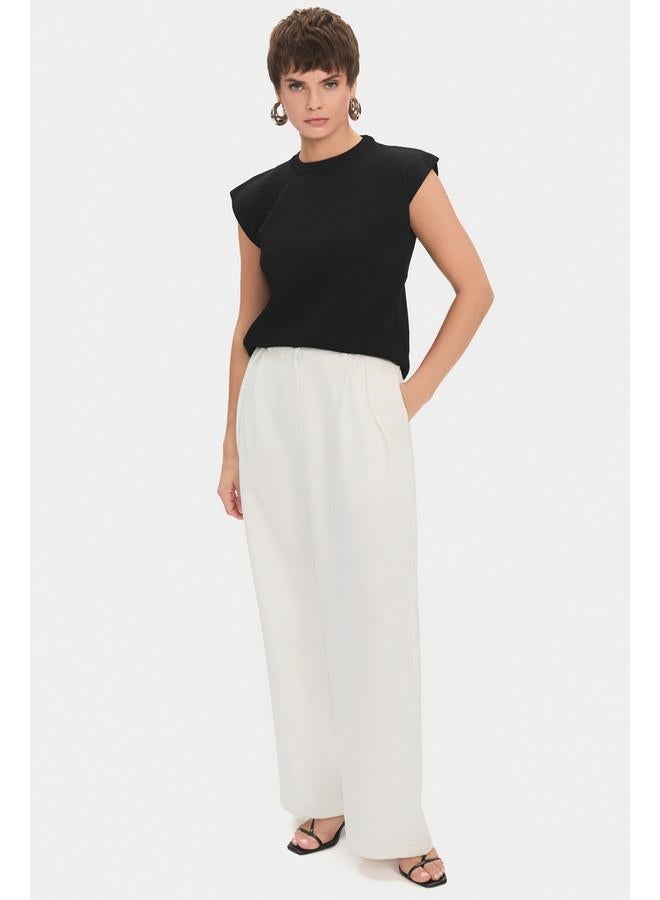 جون بلوزة نسائية بدون أكمام بياقة دائرية من يونيو - أسود - Image 1