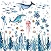 Whaline 143 Pieces Ocean Wall Decals Watercolor Under The Sea Wild Life Animals Wall Stickers Waterproof Peel and Stick - Image 2