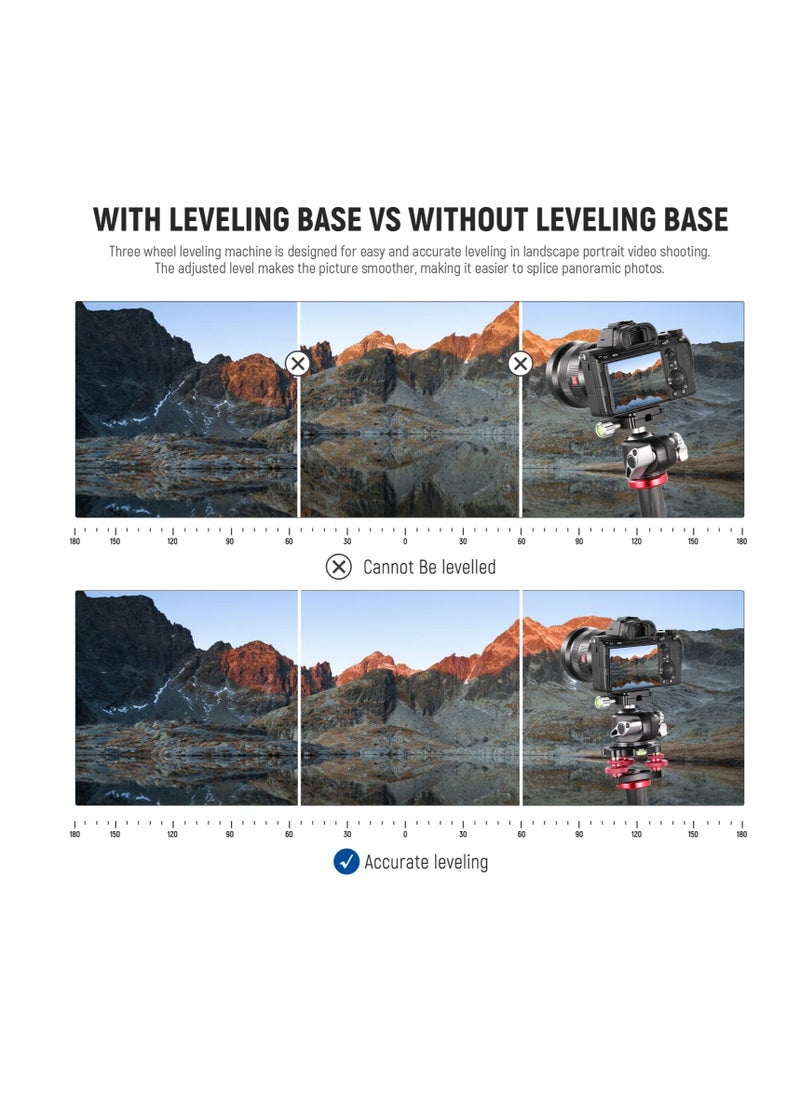 Excefore Tripod Head Leveling Base, Camera Leveler, Aluminum Alloy 3 Axis Tri Wheel Head, 3/8” Thread, with +/-5 Degree Precision Adjustment for Macro Panoramic Photography, LP64  - Image 3