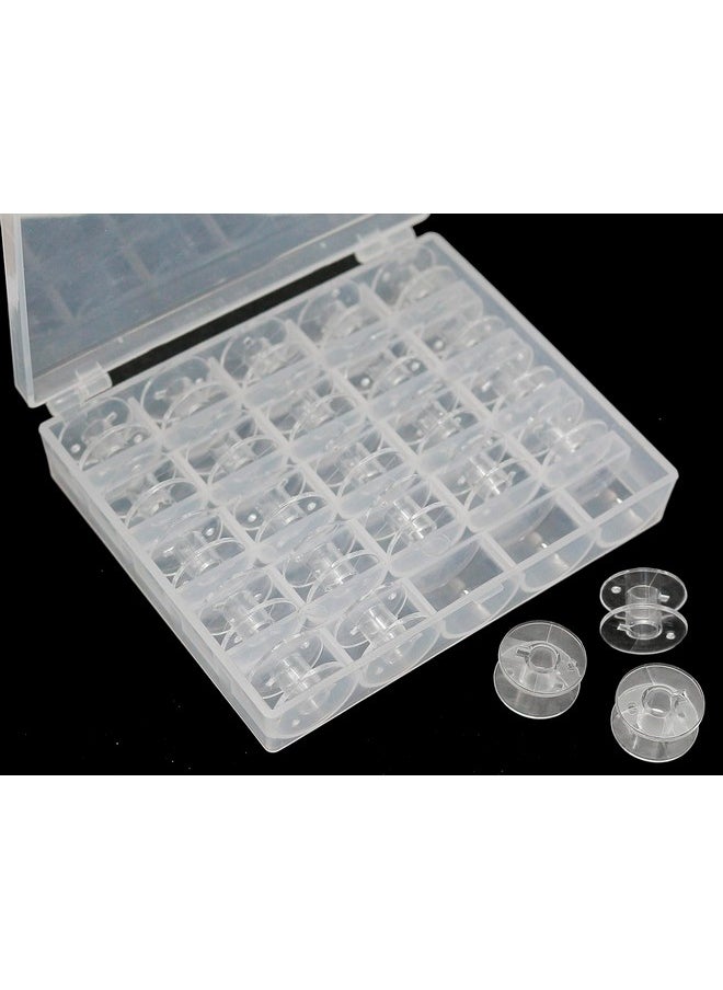 25 Pcs Bobbins For Sewing Machine Sewing Bobbins With Case Sa156 Bobbins Bobbins Class 15 Plastic Bobbins Compatible With Brother Singer Sewing And Embroidery Machine (25 Bobbins With Box)