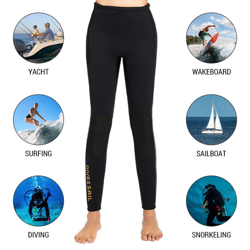 DIVE & SAIL بنطلون نيوبرين 3 مم لرياضات الماء للنساء، بنطلون سباحة وركوب الأمواج والغوص للحفاظ على الدفء - Image 2
