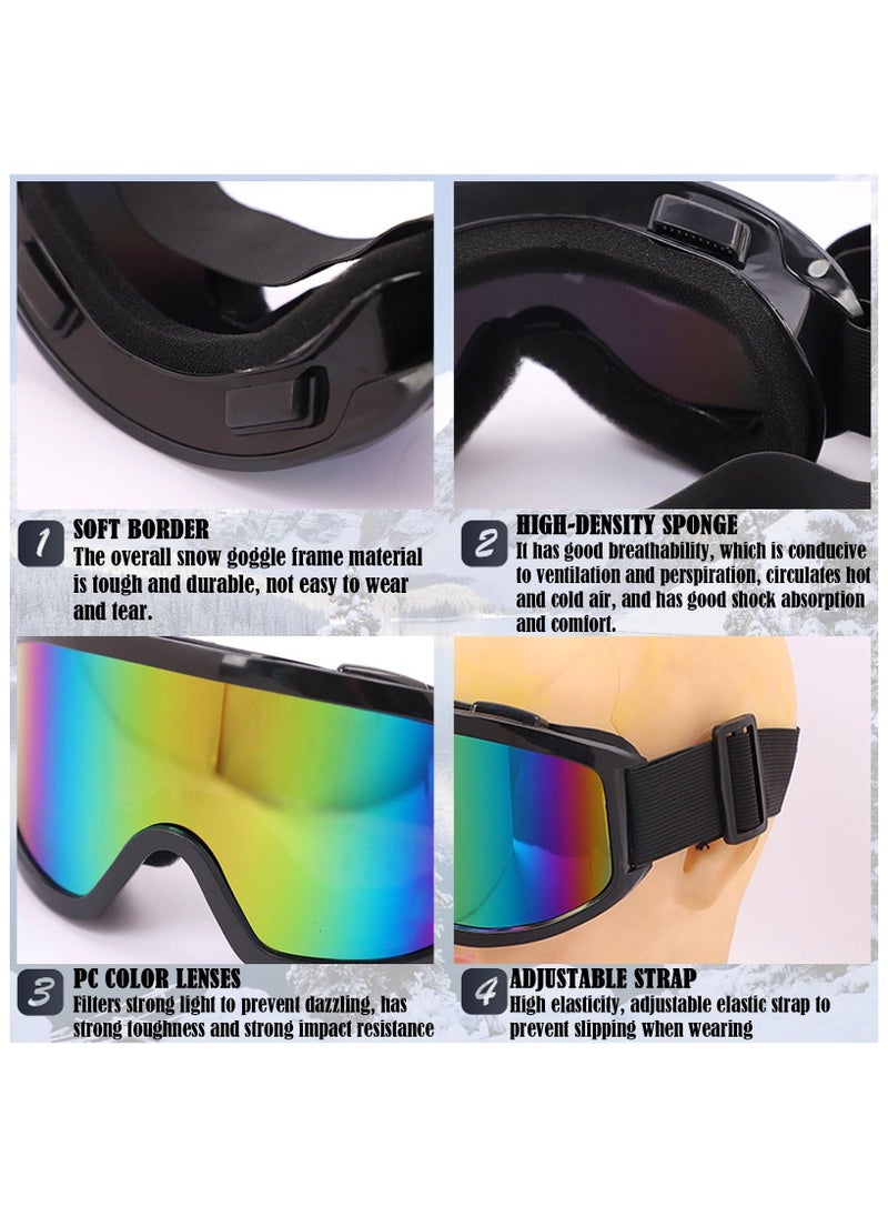 Generic - 2 Pcs Ski Goggles Over Glasses Snow Goggles for Skiing Anti-fog Anti-glare Ski Goggles, Wind Resistance Goggles, Helmet Compatible, for Kids, Teens, Youth, Boys, Girls, Men and Women - Image 1