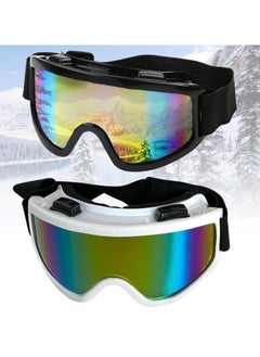 2 Pcs Ski Goggles Over Glasses Snow Goggles for Skiing Anti-fog Anti-glare Ski Goggles, Wind Resistance Goggles, Helmet Compatible, for Kids, Teens, Youth, Boys, Girls, Men and Women