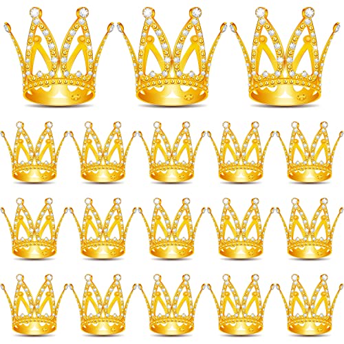 FFNIU 18 Pcs Crown Cake Topper Mini Tiara Birthday Cake Toppers Mini Crown for Flower Arrangements Women Lady Girl Wedding Baby Shower Birthday Party - Image 1