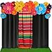 Tingjoo 19 Pcs Mexican Fiesta Decorations Set Mexican Paper Flowers Polyester Backdrop Curtains Backdrop Fiesta Party Decorations Supplies Set for Cinco De Mayo Party Wedding BirthdayBlackFlower - Image 2