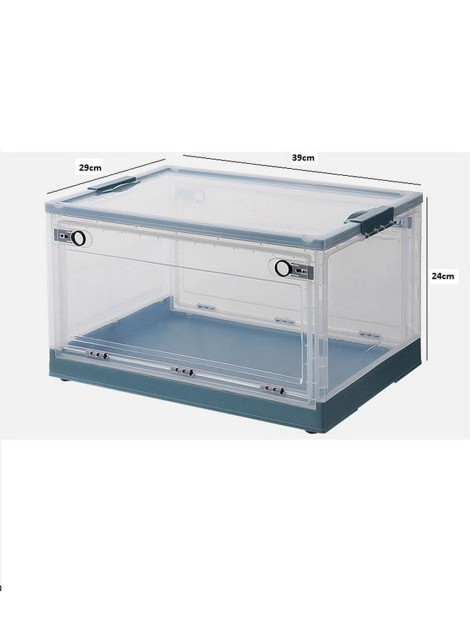 Home-Cloud صندوق تخزين قابل للطي HomeCloud مع غطاء، صندوق تخزين شفاف كبير قابل للطي وقابل للتكديس مع عجلات، صناديق تخزين بلاستيكية قابلة للطي للمنظم (L39cm x W29cm x H24cm) (صغير، أخضر) - Image 5