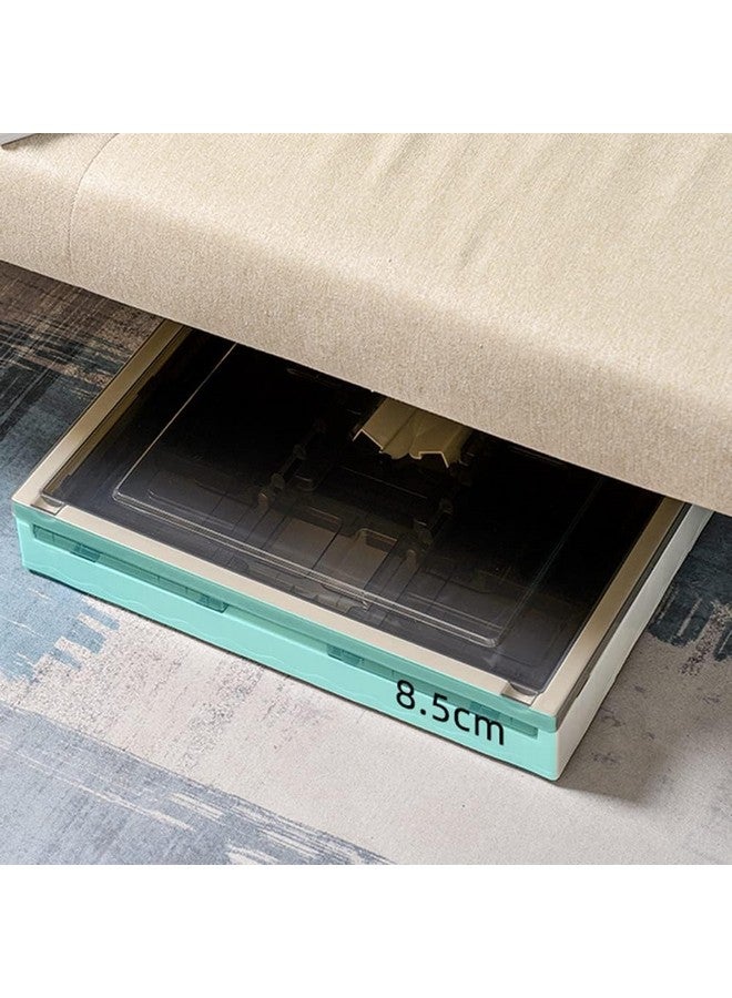 Home-Cloud صندوق تخزين قابل للطي HomeCloud مع غطاء، صندوق تخزين شفاف كبير قابل للطي وقابل للتكديس مع عجلات، صناديق تخزين بلاستيكية قابلة للطي للمنظم (L39cm x W29cm x H24cm) (صغير، أخضر) - Image 2