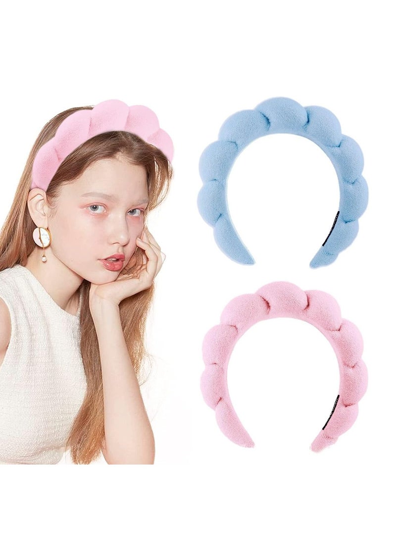 2Pcs Makeup Hairband, Bath & Wash Makeup Sponge Hairband, Facial Makeup Spa Headband Hairband for skin care, makeup, face wash, sports, spa and yoga - Image 1