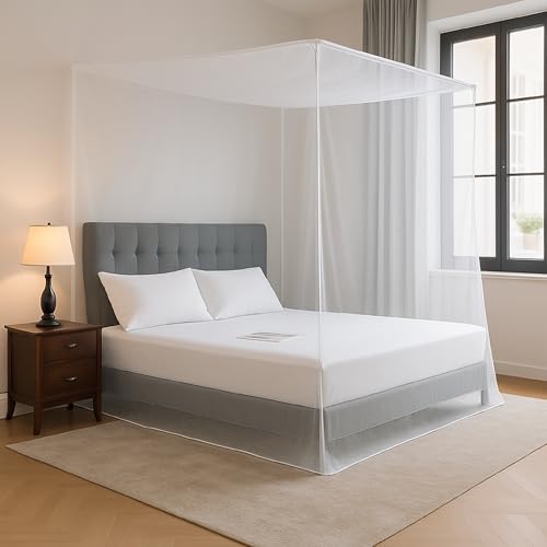 Evafly Mosquito Net for Double Bed | Foldable Machardani (Without Frame) | Strong Polyester & Breathable mesh 7 x 7 ft | Easy to Setup, Lightweight, Portable & Ideal for Daily Usage - Full White - Image 1